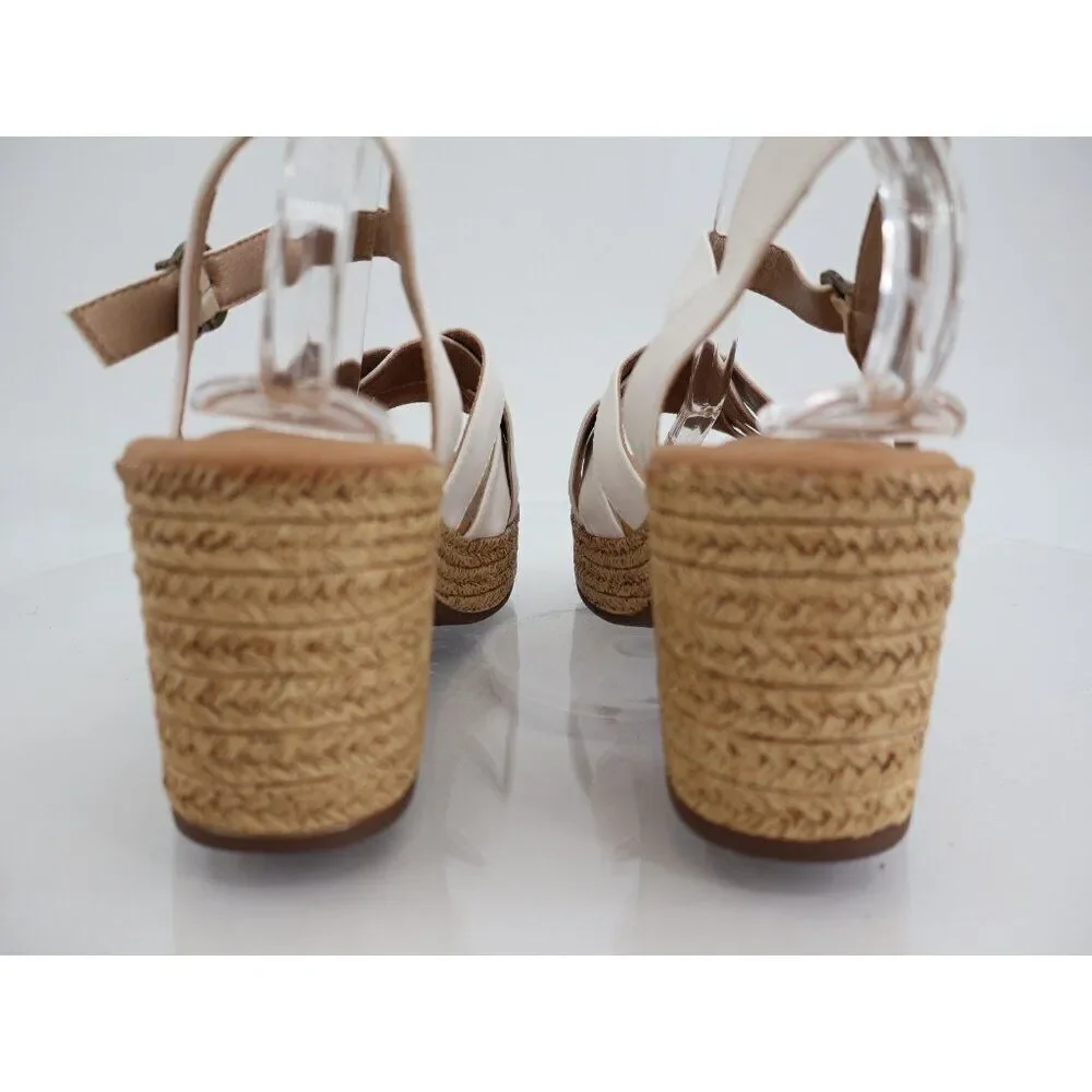 Born BOC Melodie Sandals Women's 11 White Vegan Leather Strappy Slingback Shoes